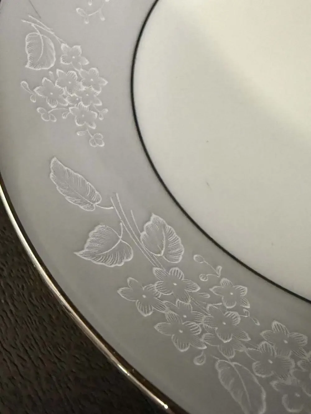 Set of 4 Noritake Damask 5698 Japan Silver Floral Salad Plates